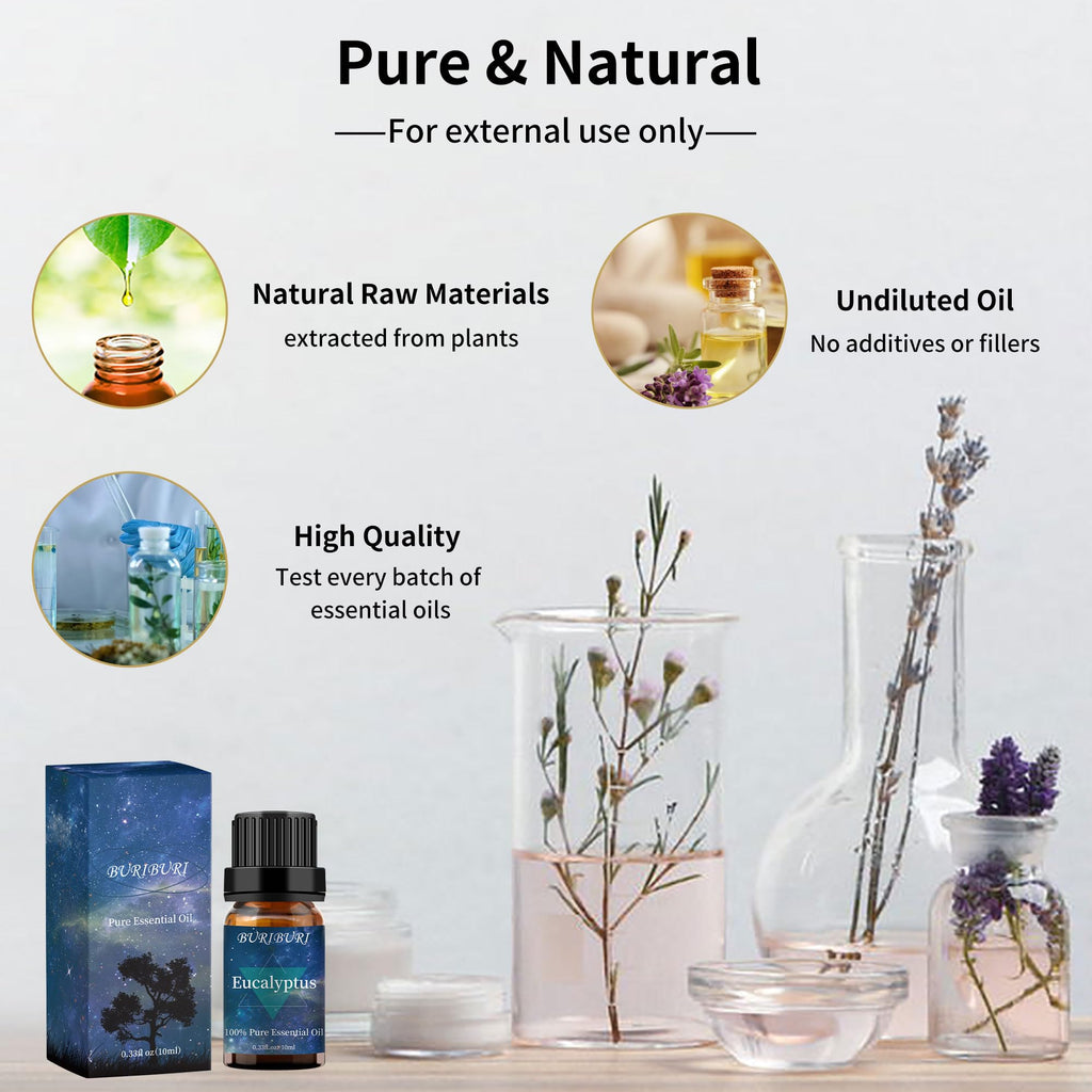 BURIBURI Eucalyptus & Lavender Essential Oil Set 2 Pack – 100% Pure