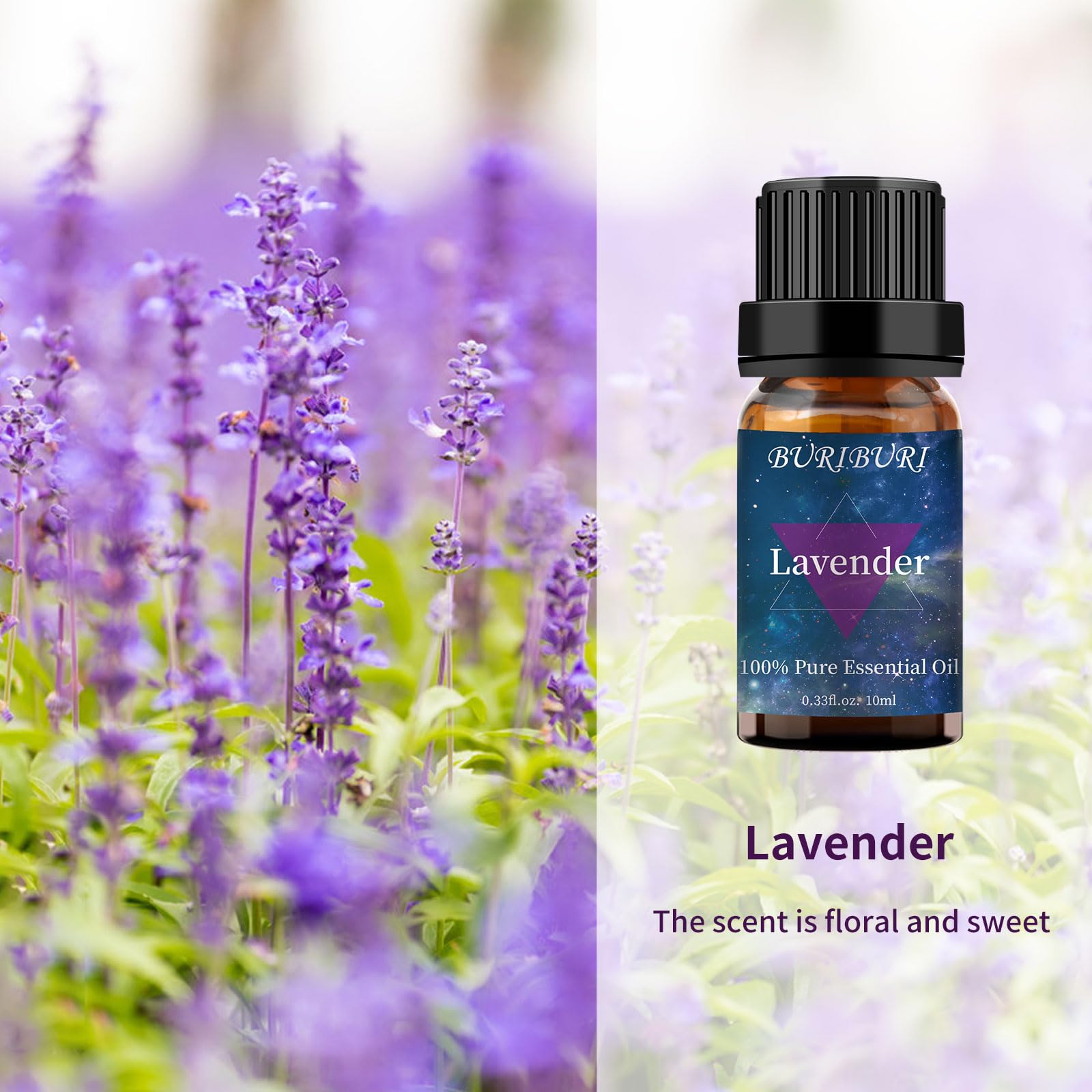 BURIBURI Lavender & Vanilla Essential Oil Set – 100% Pure & Undiluted (10ml each) Gift