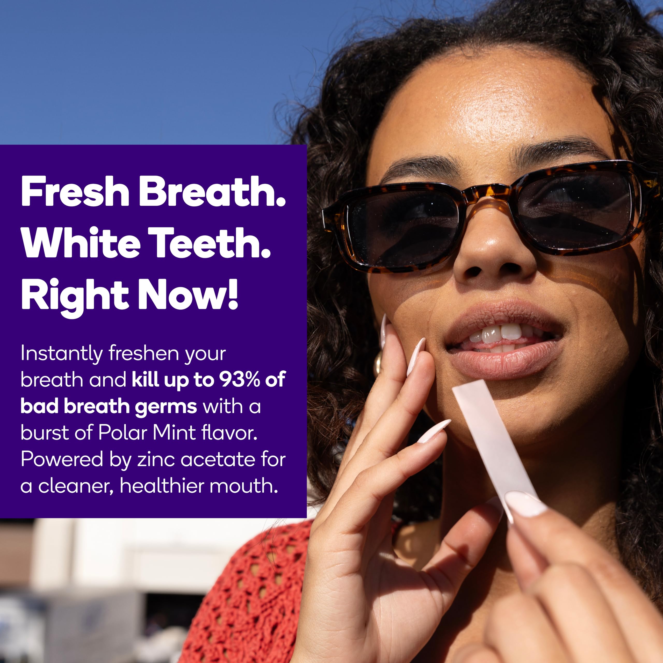 Burst Teeth Whitening Breath Strips (Polar Mint/4 Pack) | Kills 93% of Bad Mouth Germs | Up to 4 Shades Whiter in One Use | Easy to Apply/Quick Dissolving
