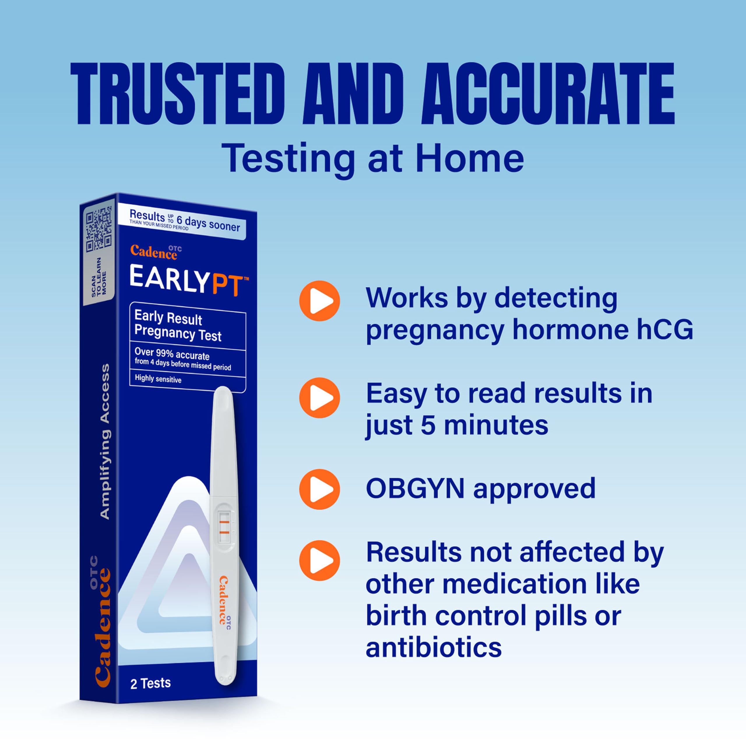 Cadence OTC EarlyPT Pregnancy Test Strips – 2 Pack, 99% Accurate, 5 Min Results