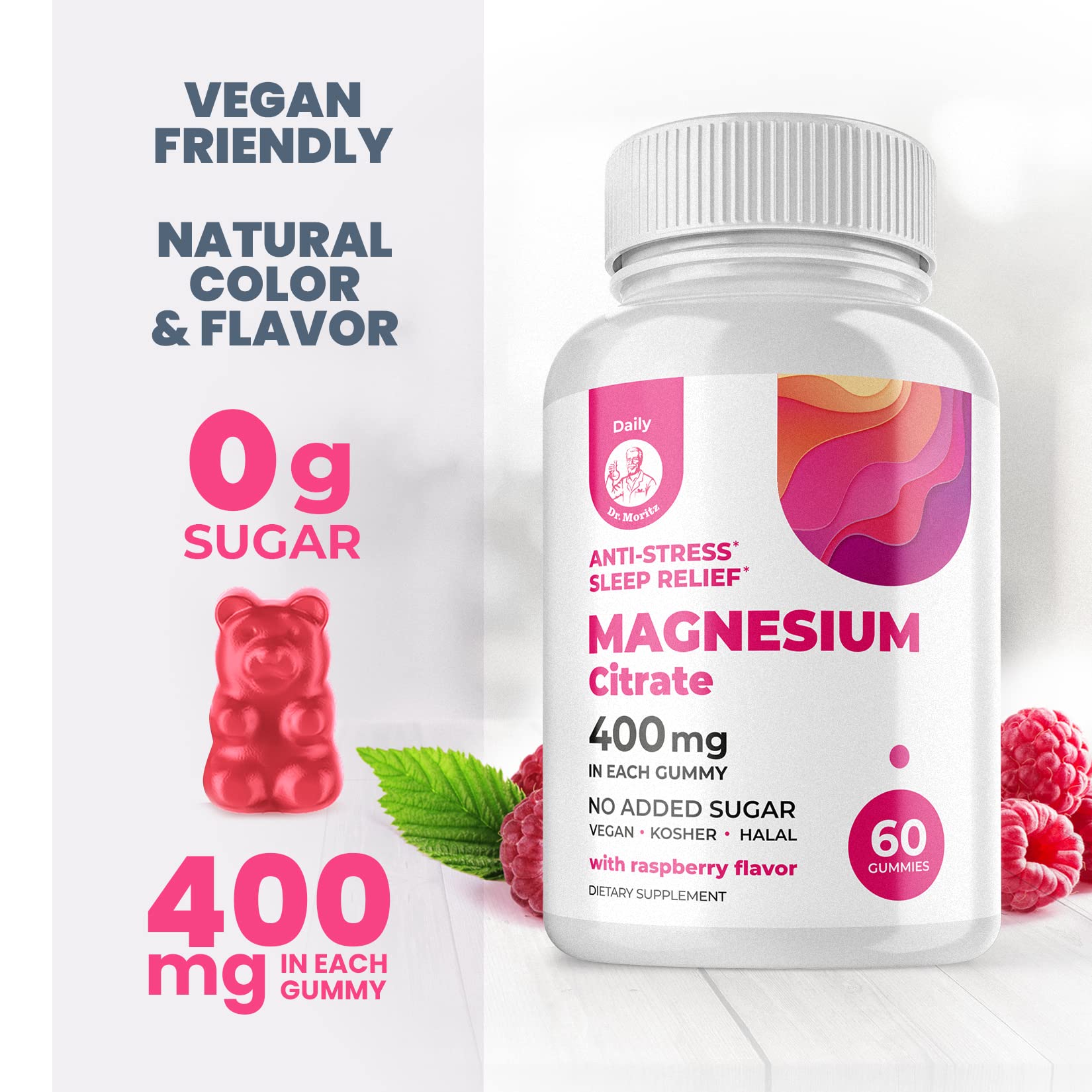 Magnesium Gummies Sugar-Free - Calm Sleep Support Magnesium Citrate Gummies (120 Count) for Kids & Adults
