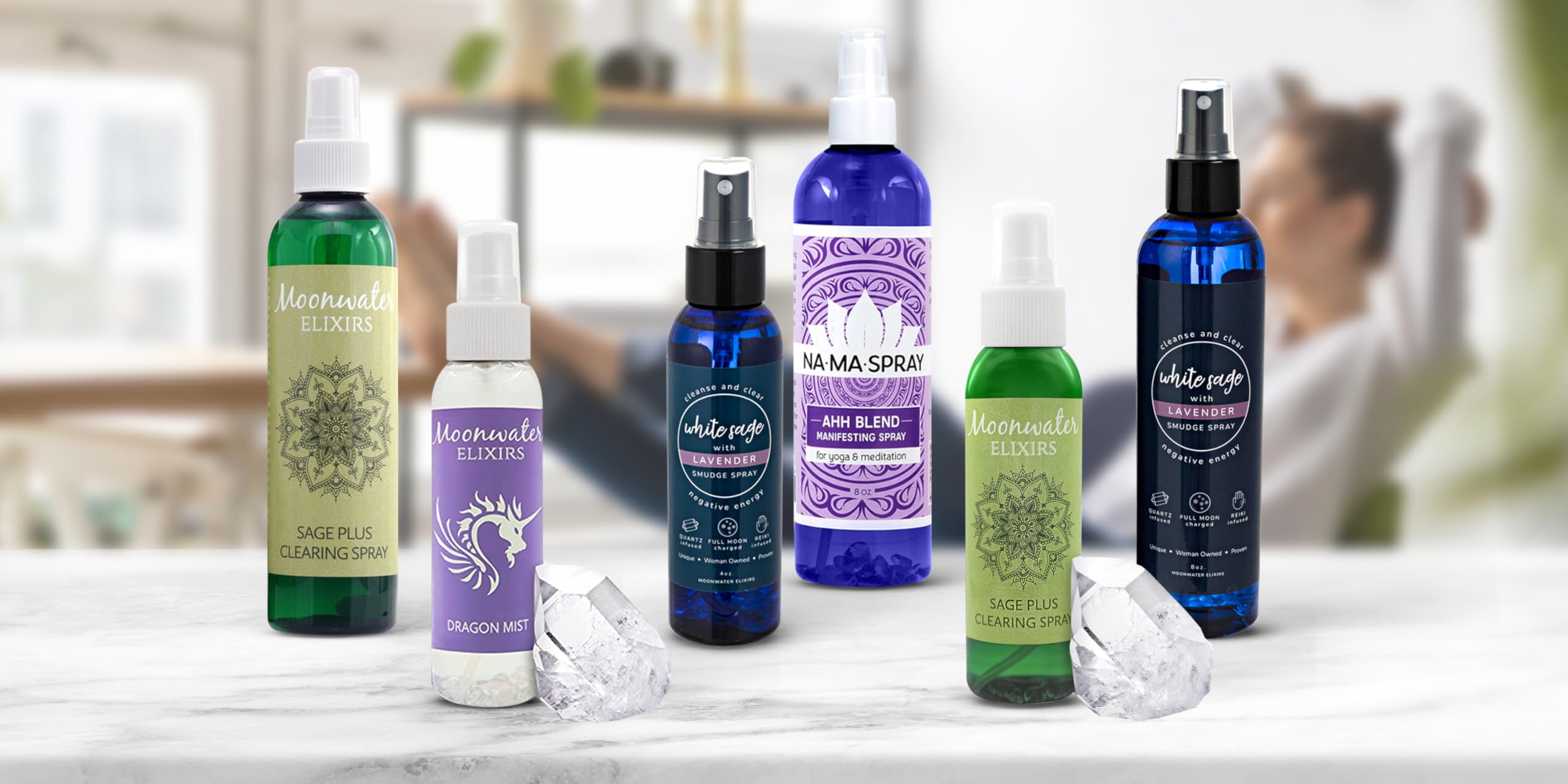White Sage Smudge Spray for Spiritual Cleansing & Aura Protection – 2x 4oz | Moonwater Elixirs