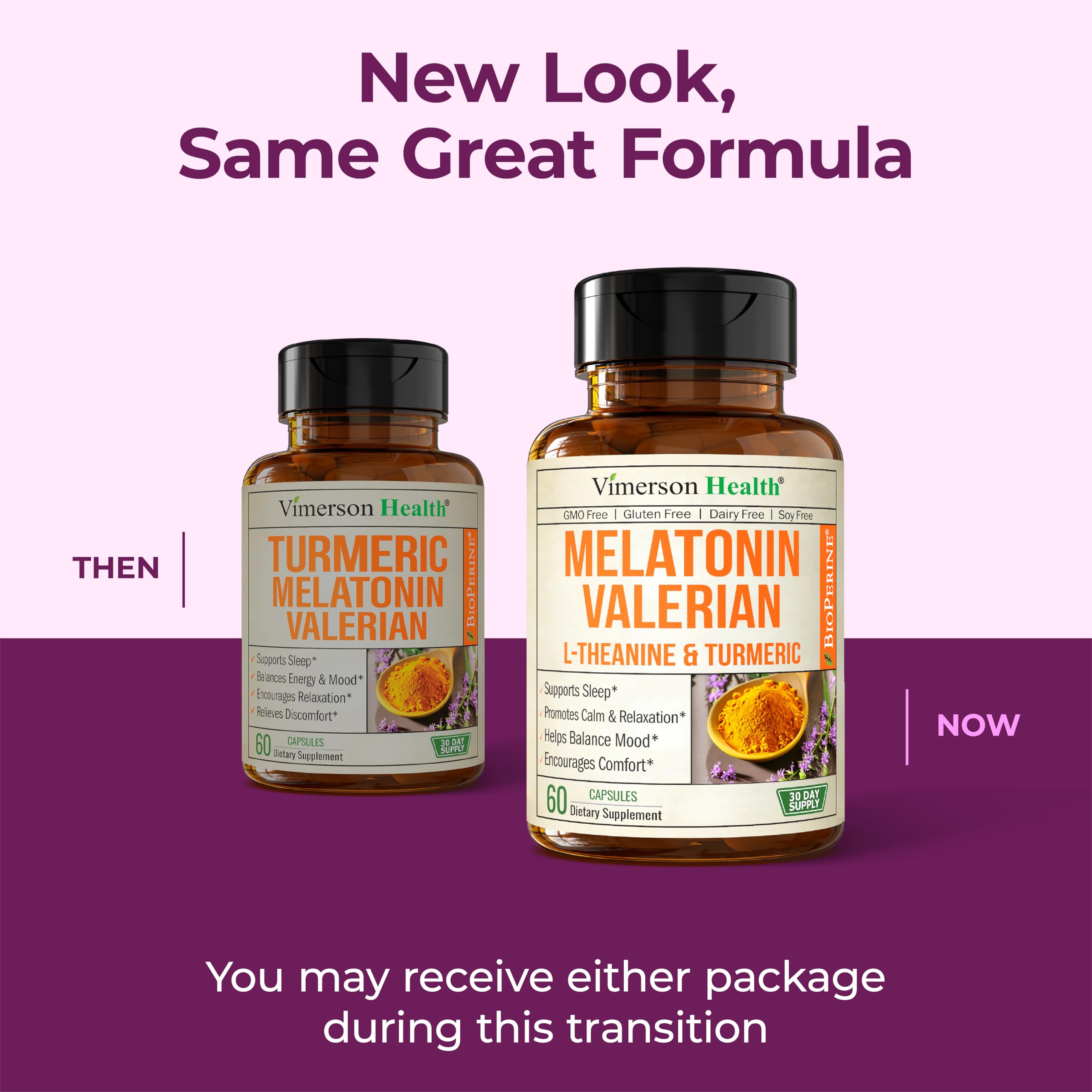 Melatonin Sleep Aid with L-Theanine, Valerian & Turmeric • 60 Capsules
