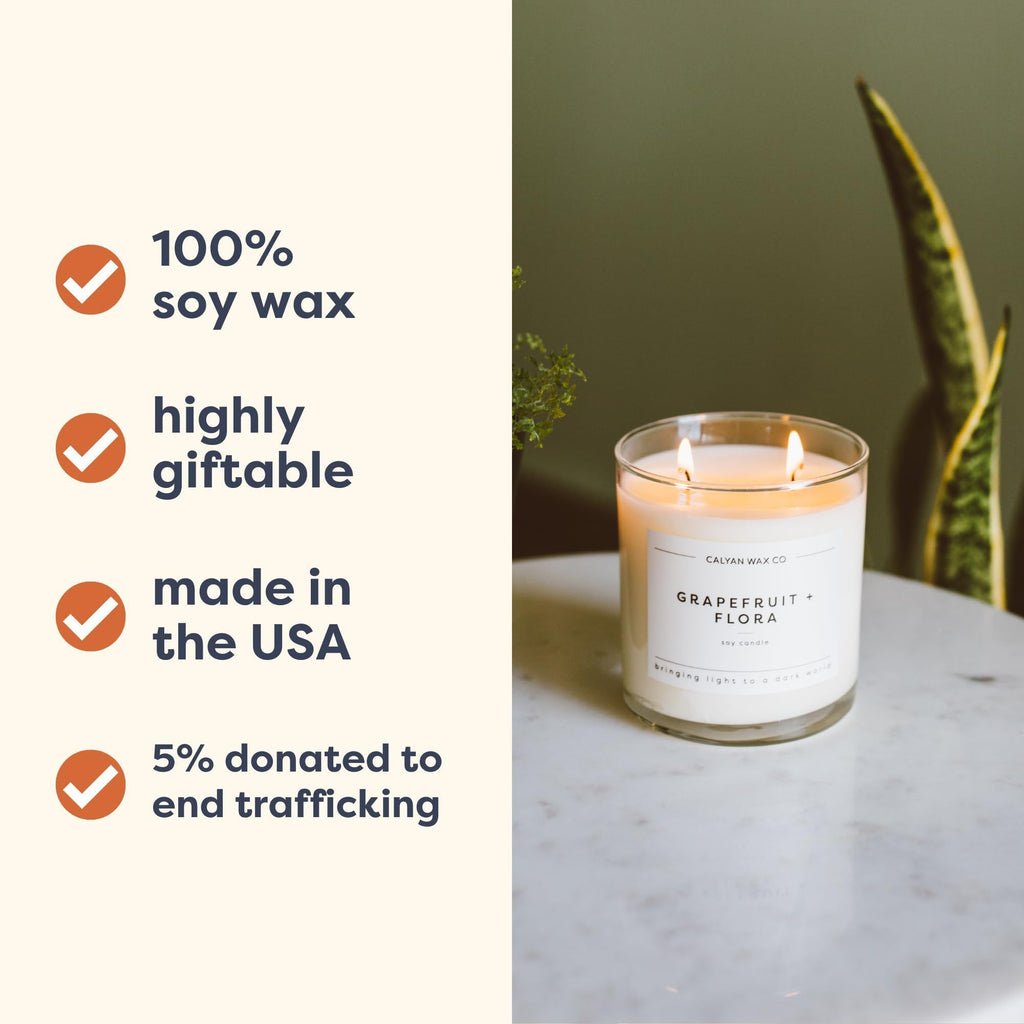 Calyan Wax Co. Aspen & Fog 2-Wick Soy Candle – 37h Burn, 8.8oz