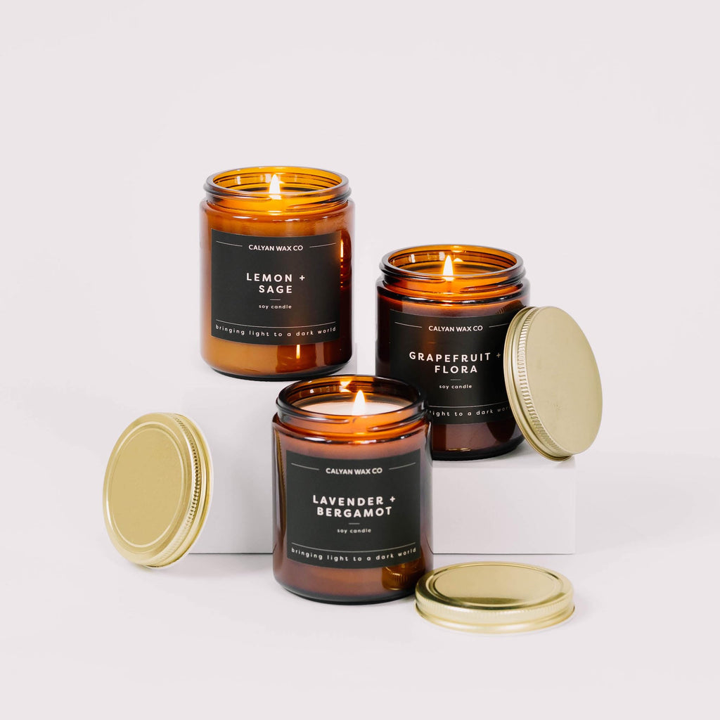 Calyan Wax Co. Evergreen & Eucalyptus Candle — 57-Hour Burn, Non-Toxic Soy, Amber Jar 7.2oz