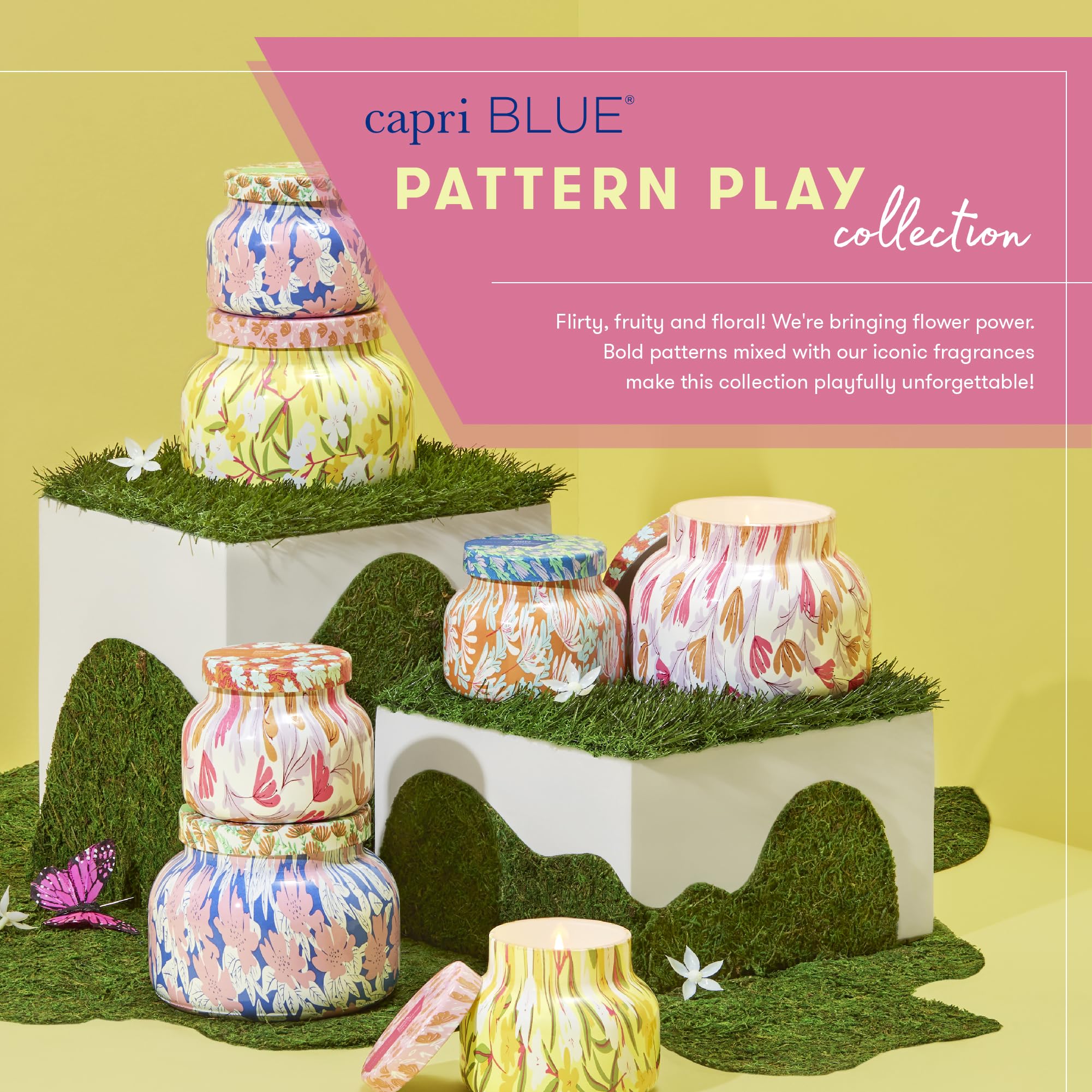 Capri Blue Pineapple Flower Scented Candle | Pattern Play 19 oz Jar | Soy Wax