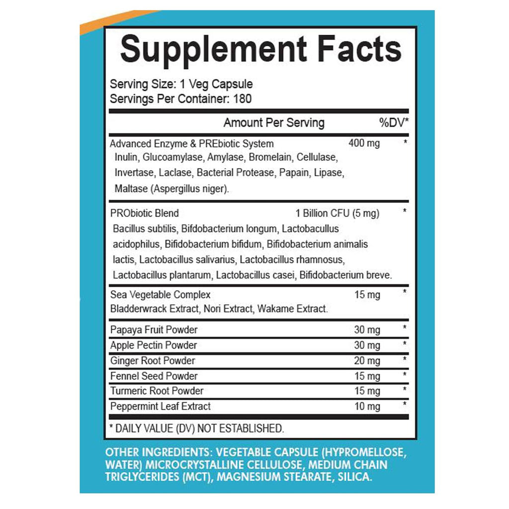 4 TOP CARE H4U Digestive Enzymes with Probiotics & Prebiotics - 180 Vegetarian Capsules