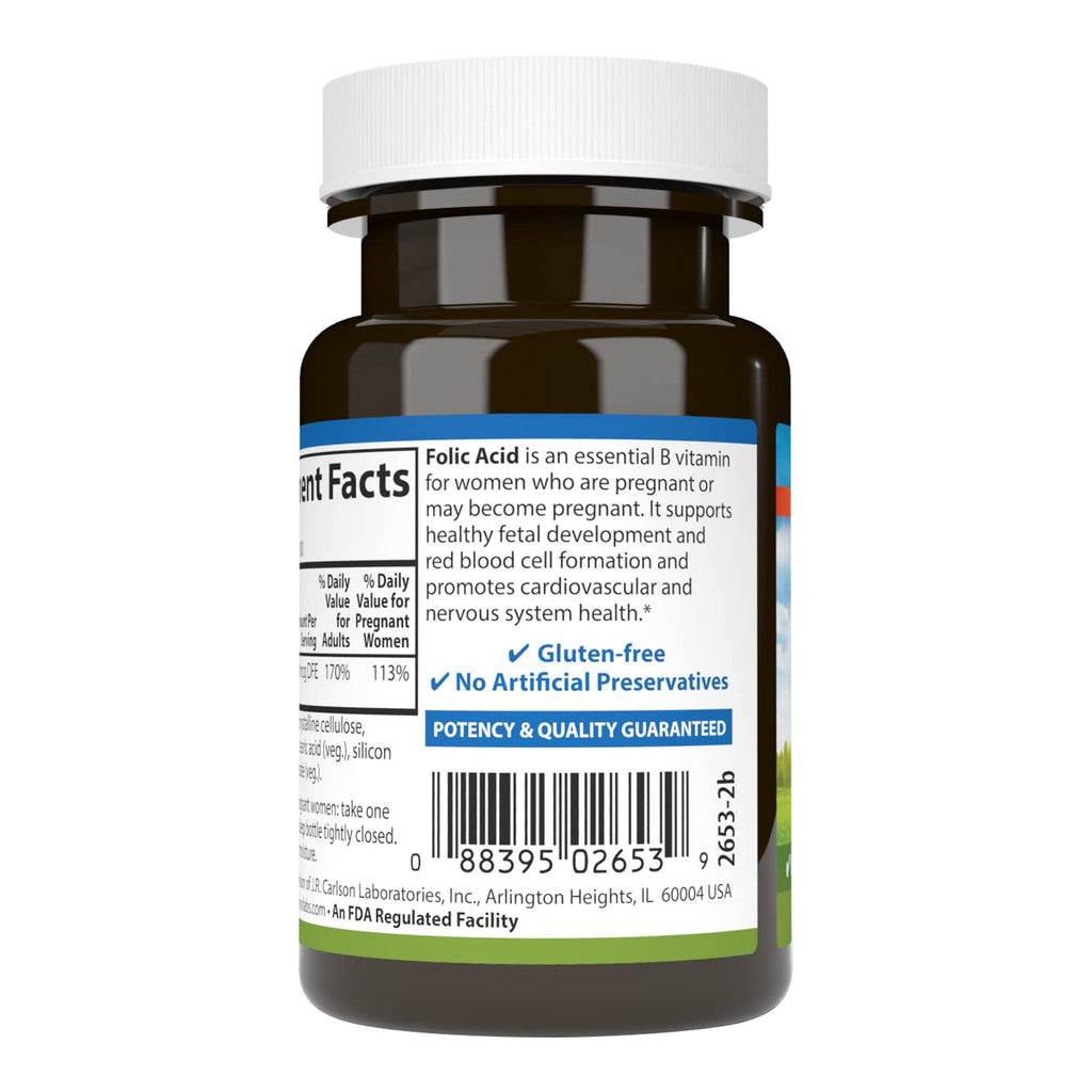 Carlson Folic Acid 400 mcg – Prenatal Support & Fetal Development | 300 Tablets