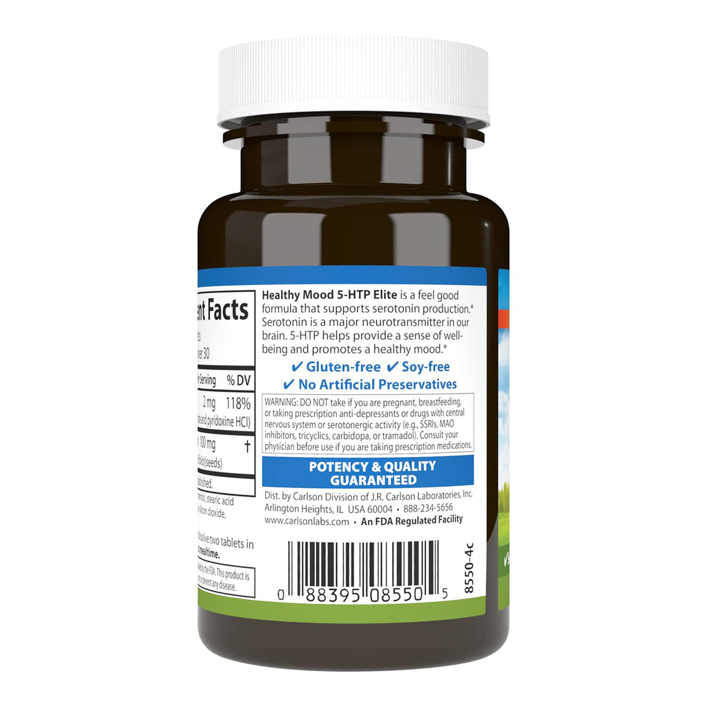 Carlson Healthy Mood 5-HTP Elite 100 mg - Raspberry Chewable (Pack of 2)