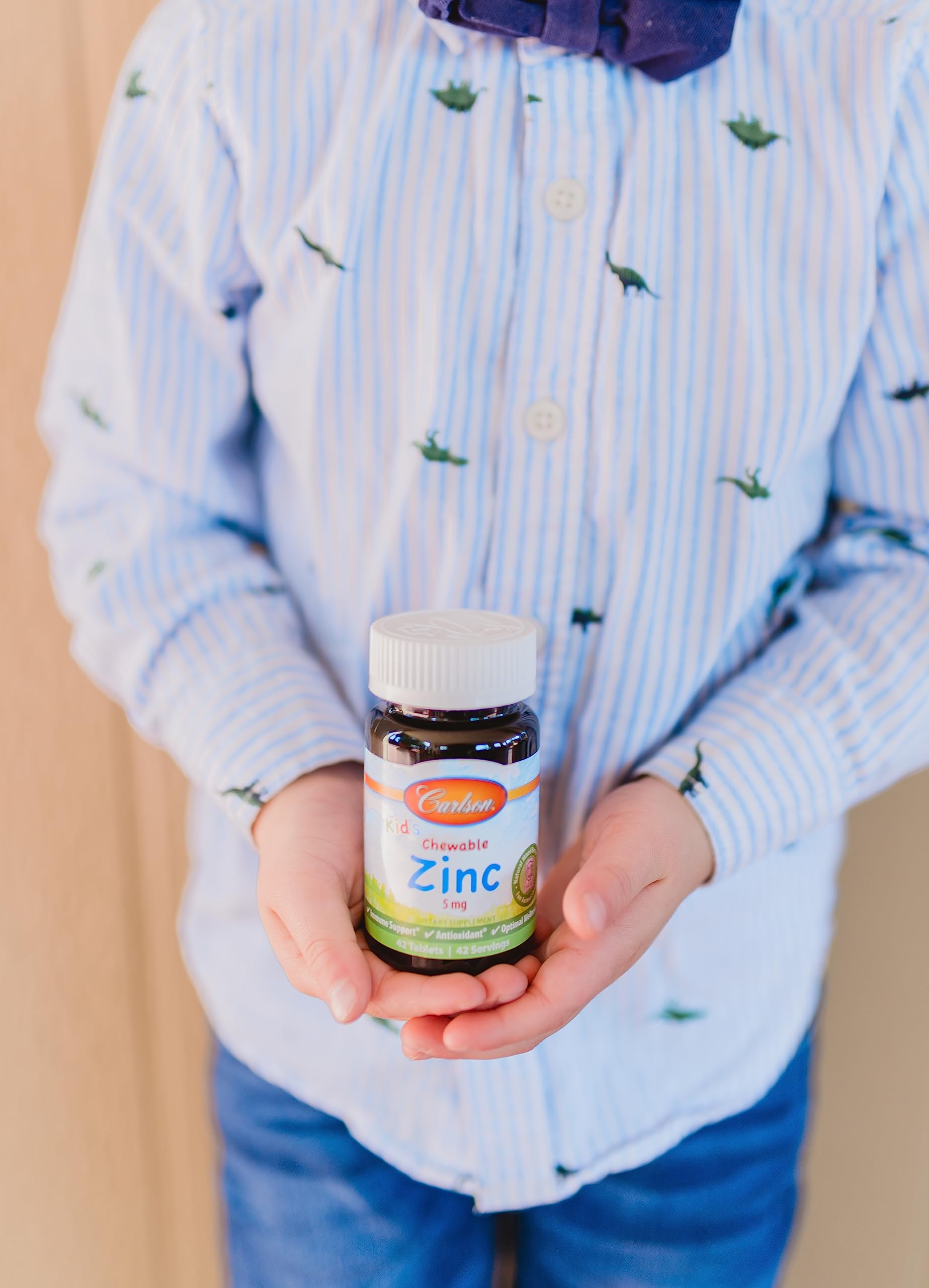 Carlson Kids' Chewable Zinc 5 mg – Immune Support, Antioxidant Power | Berry Flavor, 42 Tablets