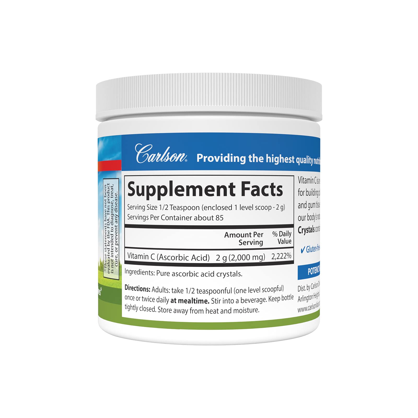 Carlson Labs Non GMO Vitamin C Crystals, 6 Ounce