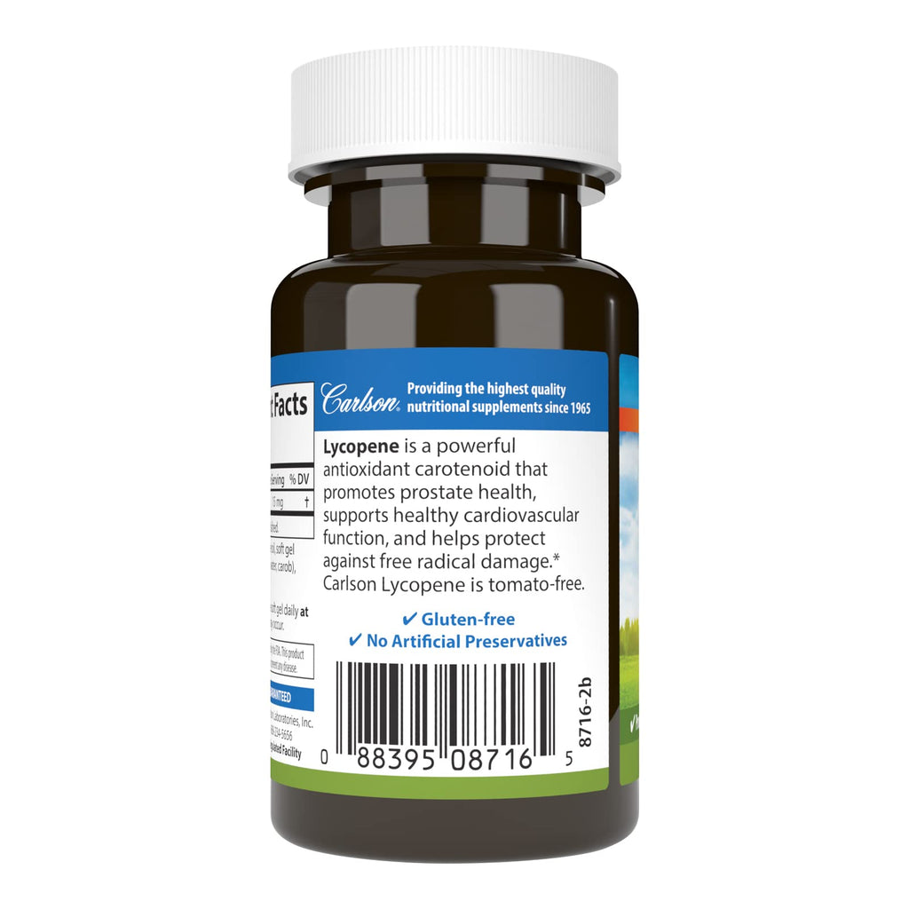 Carlson Lycopene 15 mg – Tomato-Free Prostate Health & Circulation Support (60 Softgels, Pack of 2)