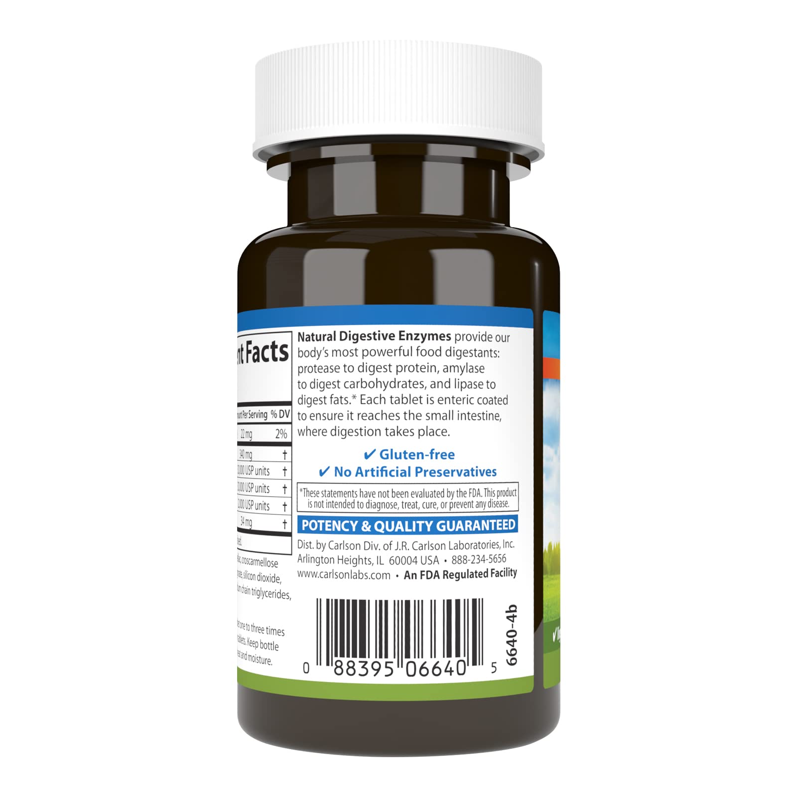Carlson Natural Digestive Enzymes #34 - Protease, Amylase & Lipase | Digestive Support, 50 Tablets