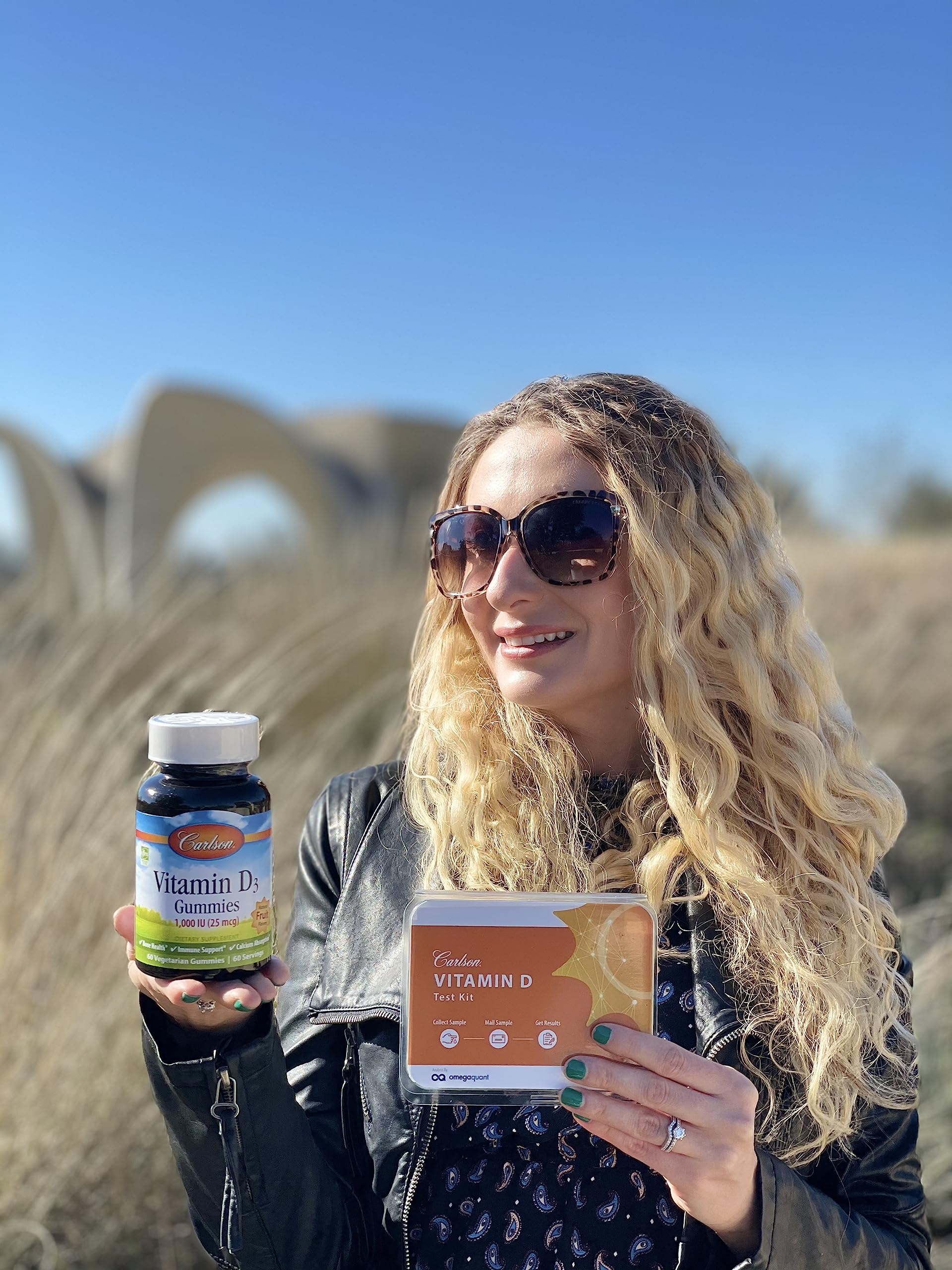 Carlson Vitamin D3 Gummies 1000 IU – Bone Health & Immune Support (Pack of 2, 60 Veg Gummies)