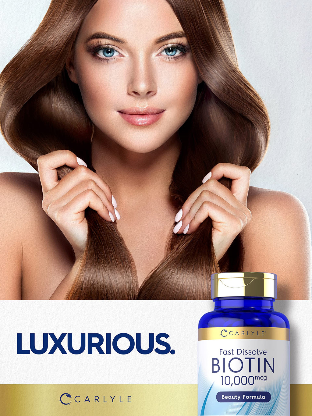 Carlyle Biotin 10000mcg | 250 Fast-Dissolve Tablets | Vegetarian, Non-GMO, Gluten Free