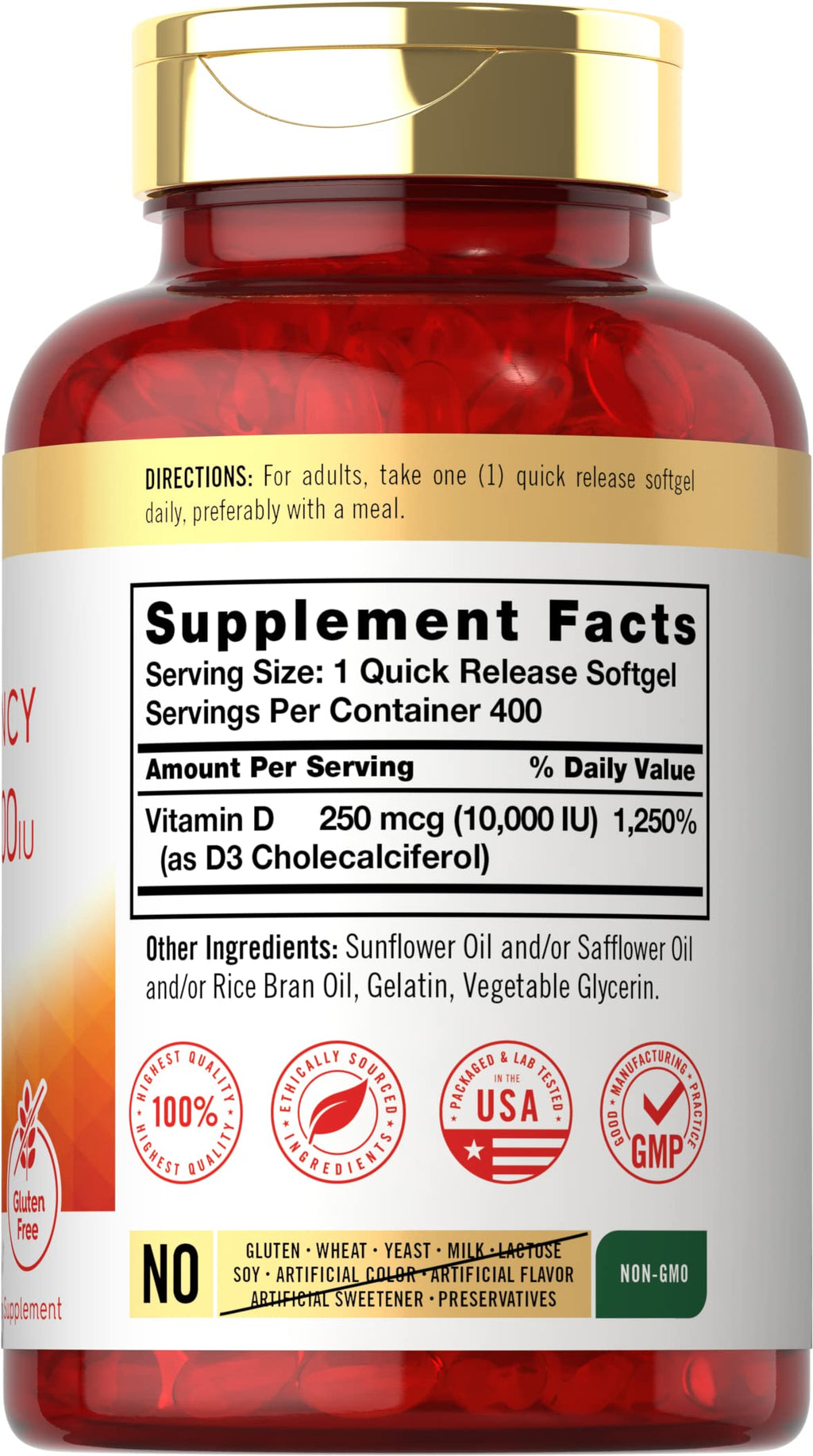 Carlyle Vitamin D 10,000 IU | 400 Softgels | Value Size | Max Potency | Non-GMO, Gluten Free
