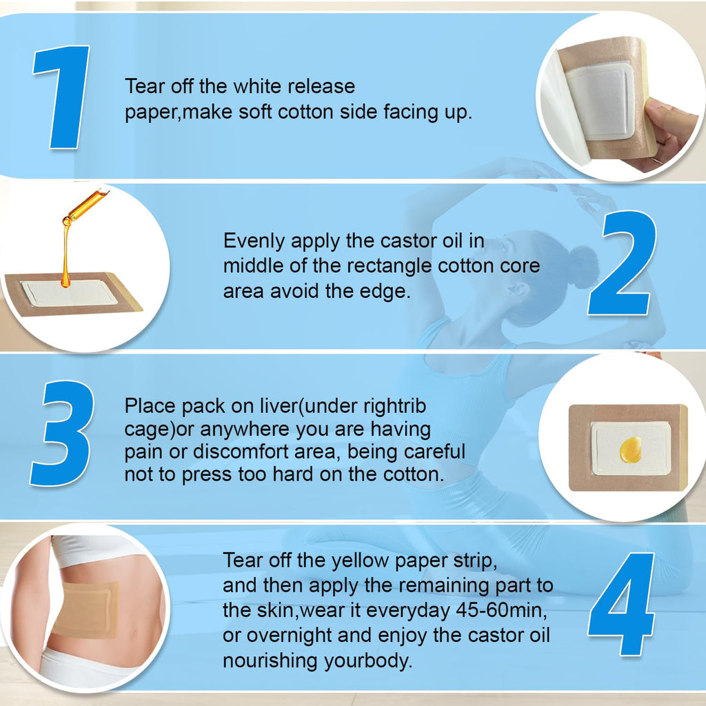 32 Pcs Disposable Castor Oil Patches Pack - Castor Oil Wrap 5.1" x 3.9" (Oils Not Included)