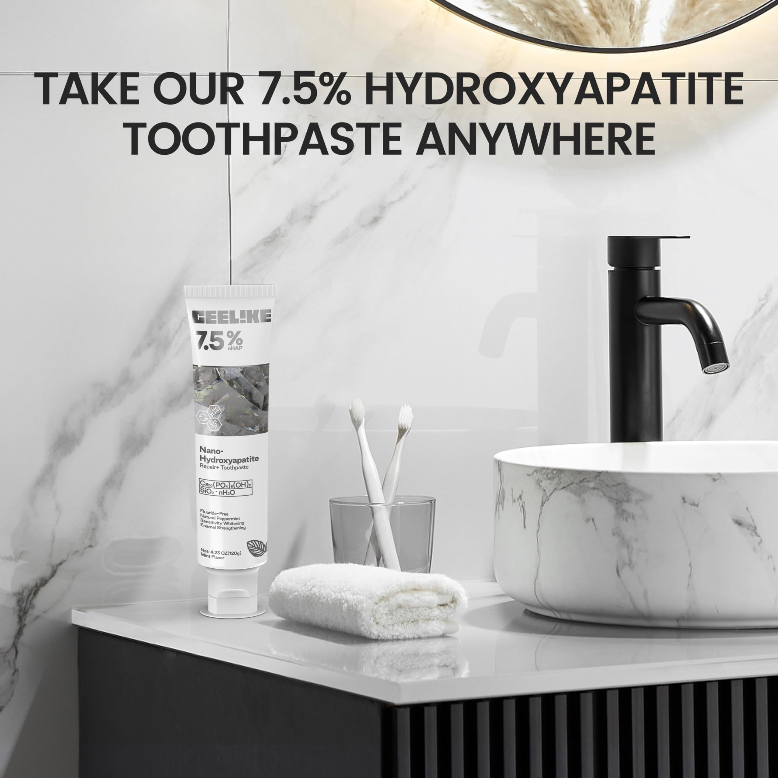 CEELIKE 7.5% Hydroxyapatite Toothpaste – Fluoride-Free, 120g (2) – Enamel Strengthening & Fresh Breath