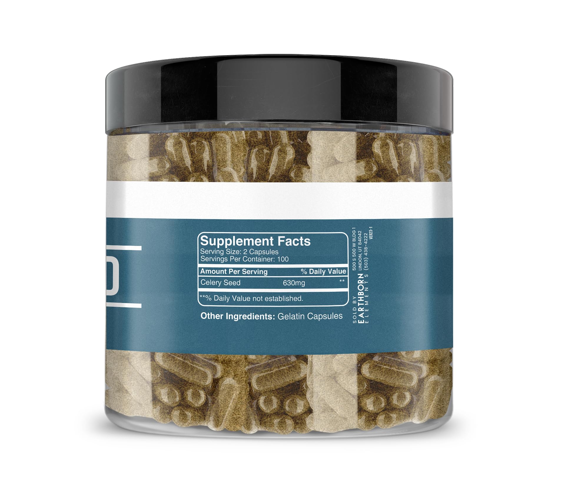 Earthborn Elements Celery Seed 200 Capsules - Pure & Undiluted
