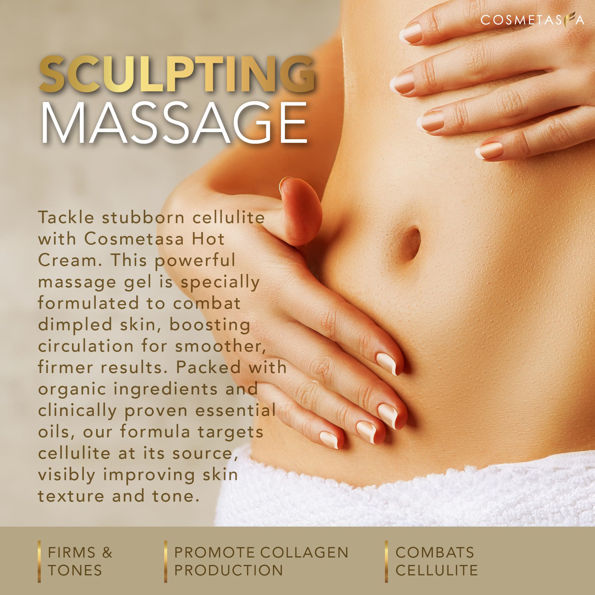 Cellulite Massage Oil, Gel & Mitt – Hot Cream Massage for Firm, Tighten & Moisturize Skin (8.8 oz.)