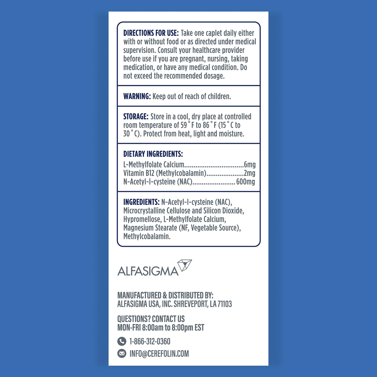 Cerefolin Brain Wellness | Targeted Cognitive Support with L-Methylfolate, NAC & B12 | 30 Count