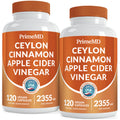 PrimeMD 5-in-1 Ceylon Cinnamon Capsules 2355mg with Apple Cider Vinegar, Turmeric, Panax Ginseng & Bioperine (Pack of 2, 120 Count)