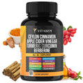 Ceylon Cinnamon Capsules + Apple Cider Vinegar – Turmeric 3000mg, Berberine 1200mg, 60 Count