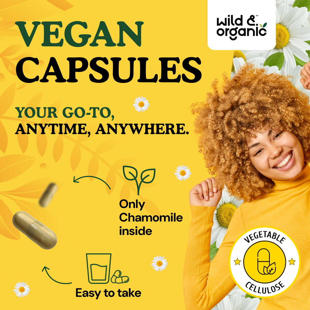 Wild & Organic Chamomile Capsules 800 mg – Relaxation & Digestive Support (90 Count)