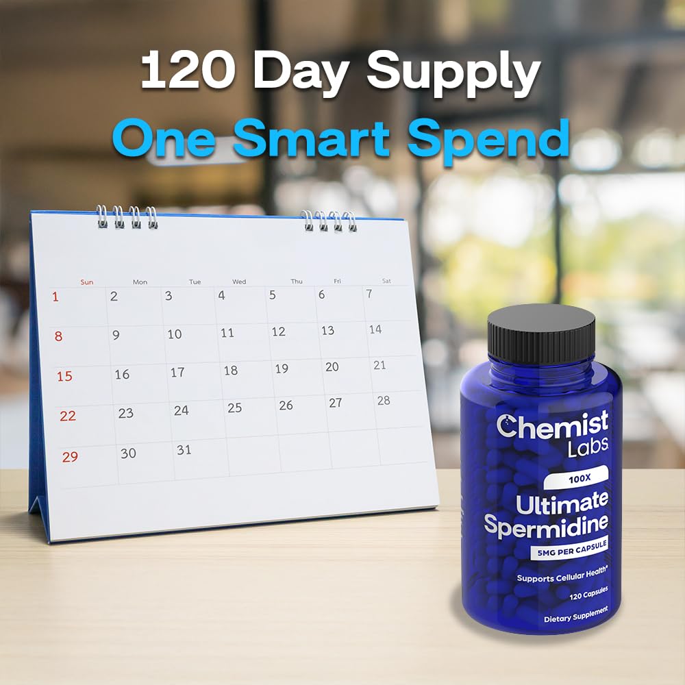 Chemist Labs Spermidine Supplements for Longevity - 5 mg, 120 Servings, Vegan, 3rd-Party Tested