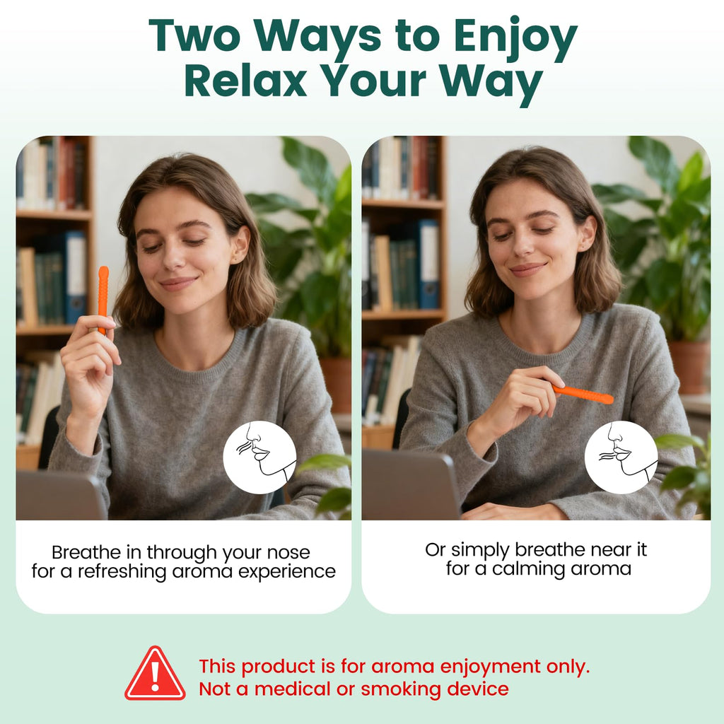 Chewable Silicone Aroma Sticks with Essential Oils for Stress Relief & Fresh Breath (Orange) – Improve Pen Biting & Smoking Habits
