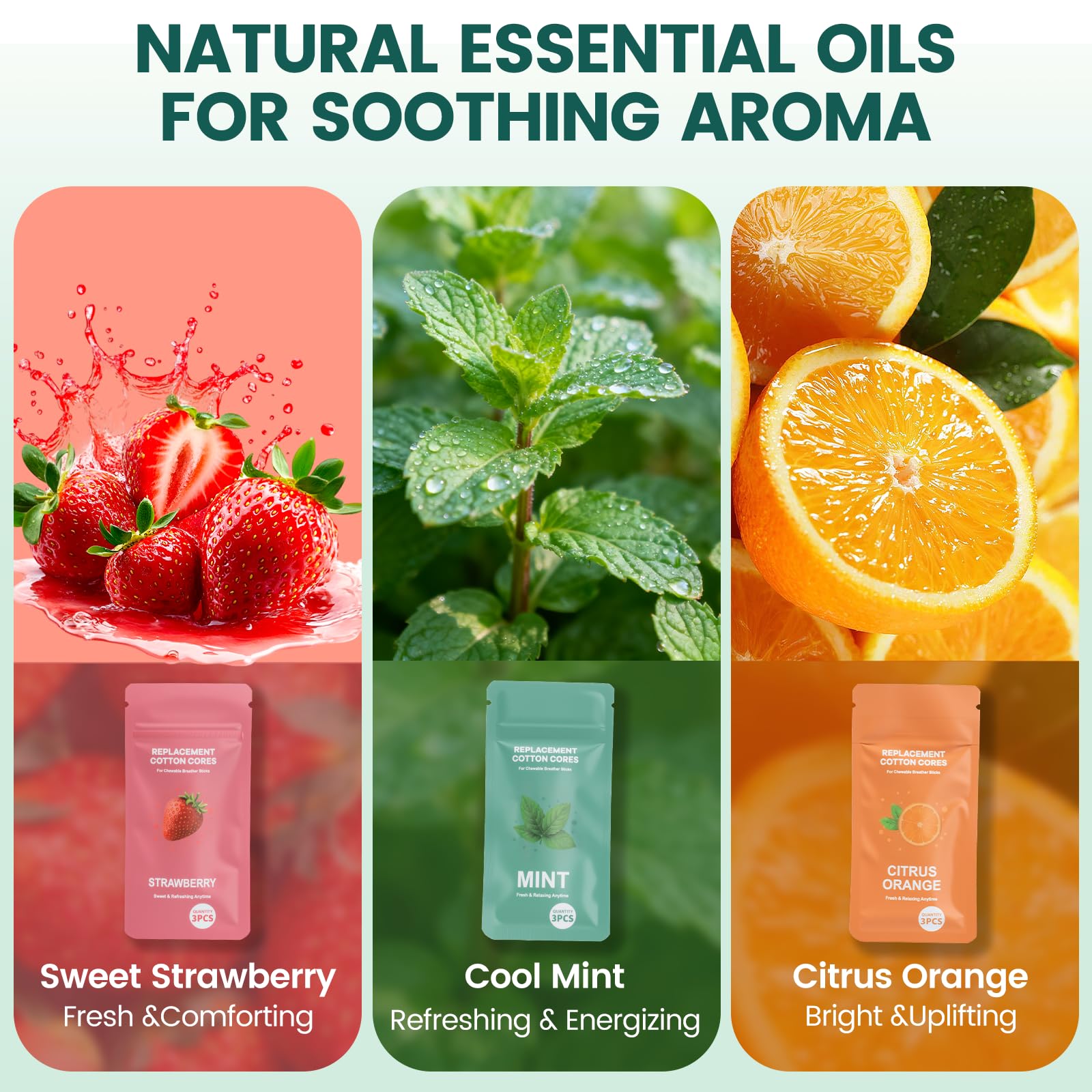 Chewable Silicone Aroma Sticks with Essential Oils for Stress Relief & Fresh Breath (Orange) – Improve Pen Biting & Smoking Habits