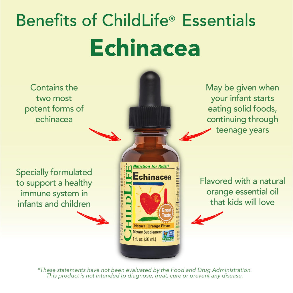 CHILDLIFE ESSENTIALS Echinacea for Kids – Alcohol-Free Immune Drops (Babies–Teens)