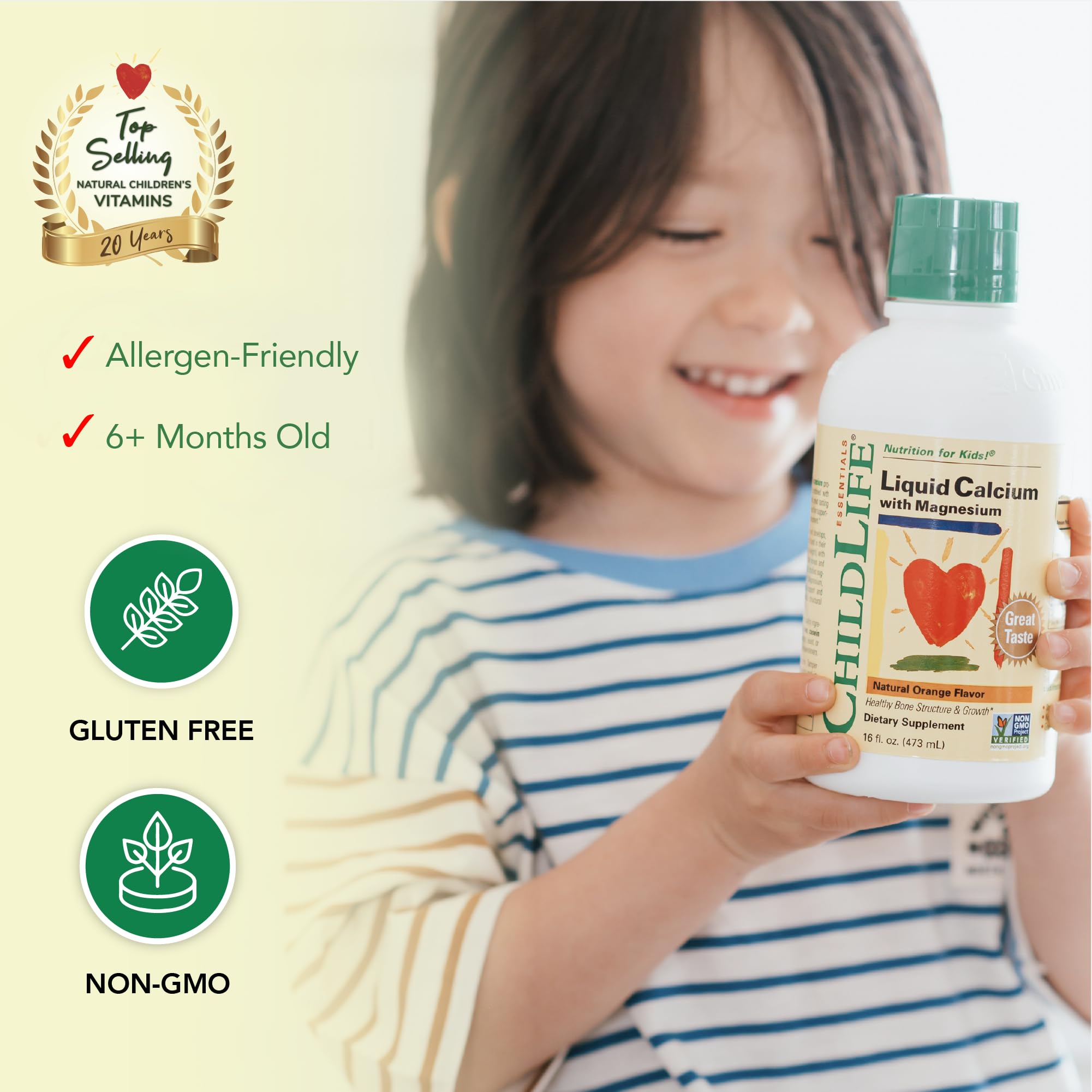 ChildLife Essentials Liquid Calcium for Kids — Orange Flavor with Magnesium, Zinc, and Vitamin D3 | 16 fl oz (4 Pack)