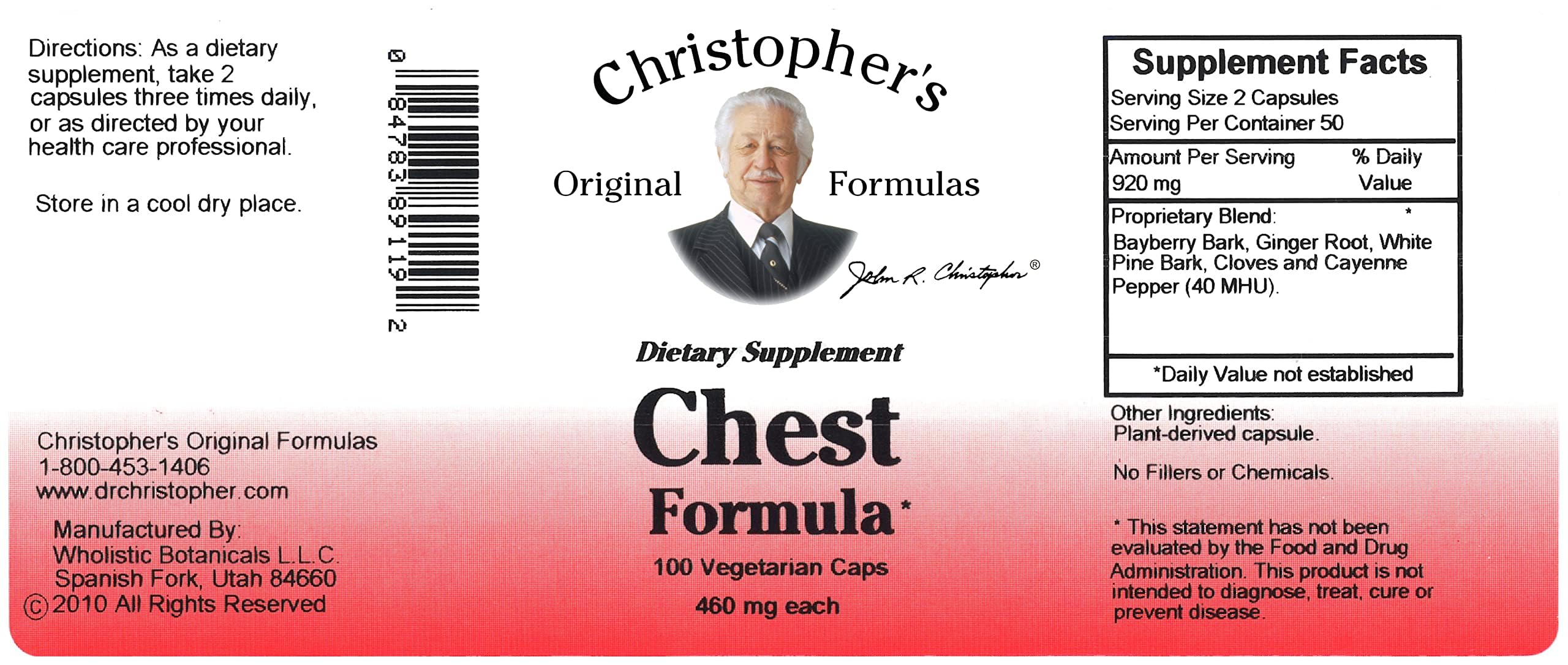 Christopher's Chest Formula – Whole-Herb Immune Support (460 mg, 100 Veg Capsules)