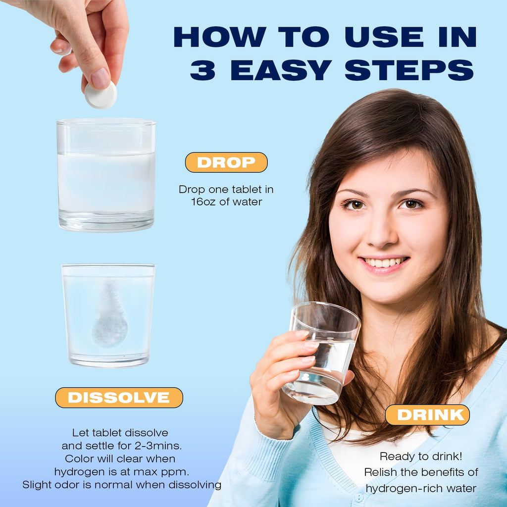CHTENZY Hydrogen Water Tablets – 8 PPM H2, Magnesium Electrolyte, Orange Flavor, 60 Count
