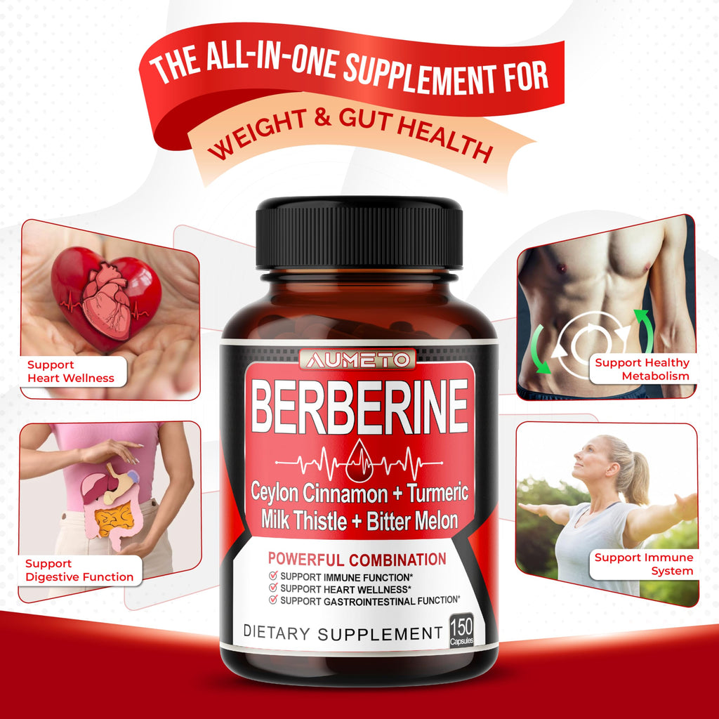 Berberine Supplement with Cinnamon, Turmeric & Milk Thistle – 150 Count