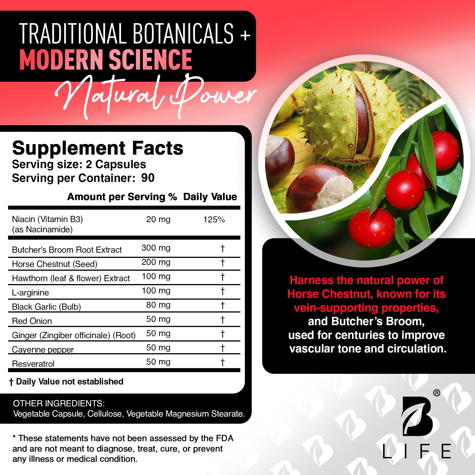 Circulation Complex 180 Caps – Butcher's Broom, Horse Chestnut, L-Arginine & Resveratrol | Made in USA (CirculationUSA)