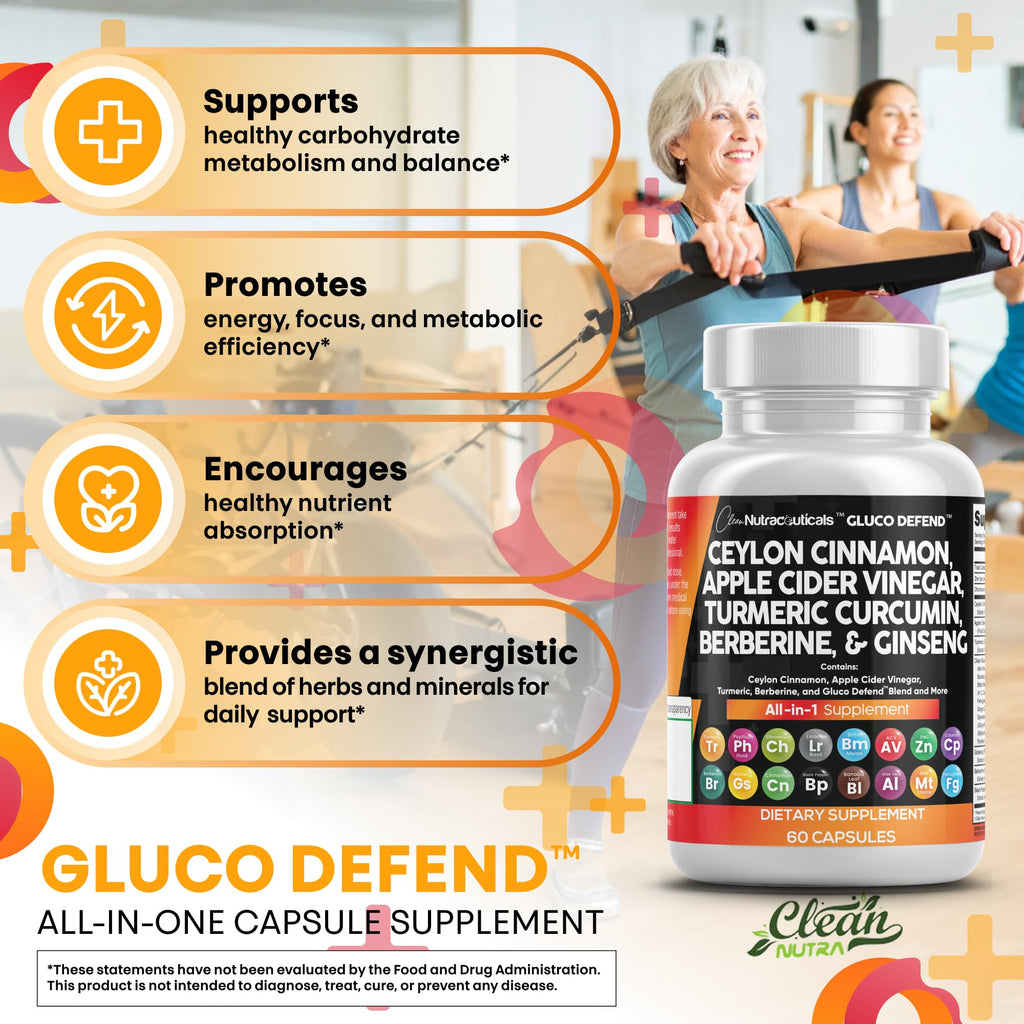 Clean Nutraceuticals Ceylon Cinnamon & Berberine Capsules with Apple Cider Vinegar – 16-in-1 Formula