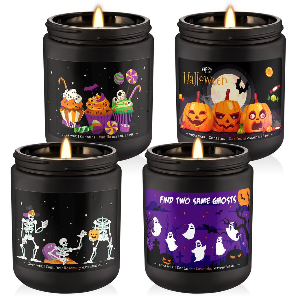 CLTNIKET Halloween Scented Candle Set - 4-Pack 7oz Soy Candles
