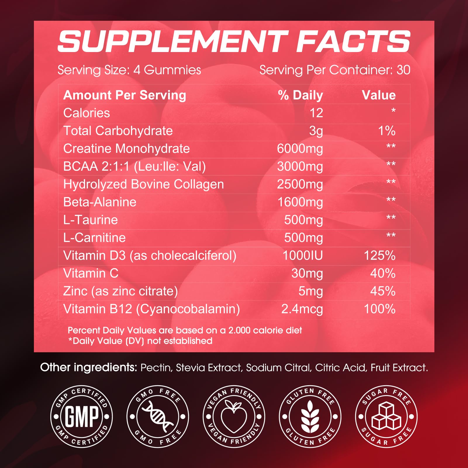 CNFHDI Creatine Gummies for Women – Sugar-Free, Vegan, Collagen & BCAAs