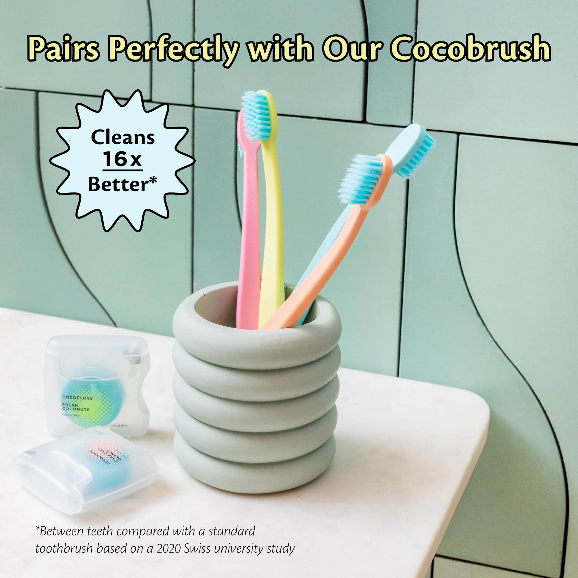 Cocolab Woven Dental Floss – Dentist-Designed, Coconut-Scented, Waxed & Expanding, Kid-Friendly | 4 Spools (33 yd Each)