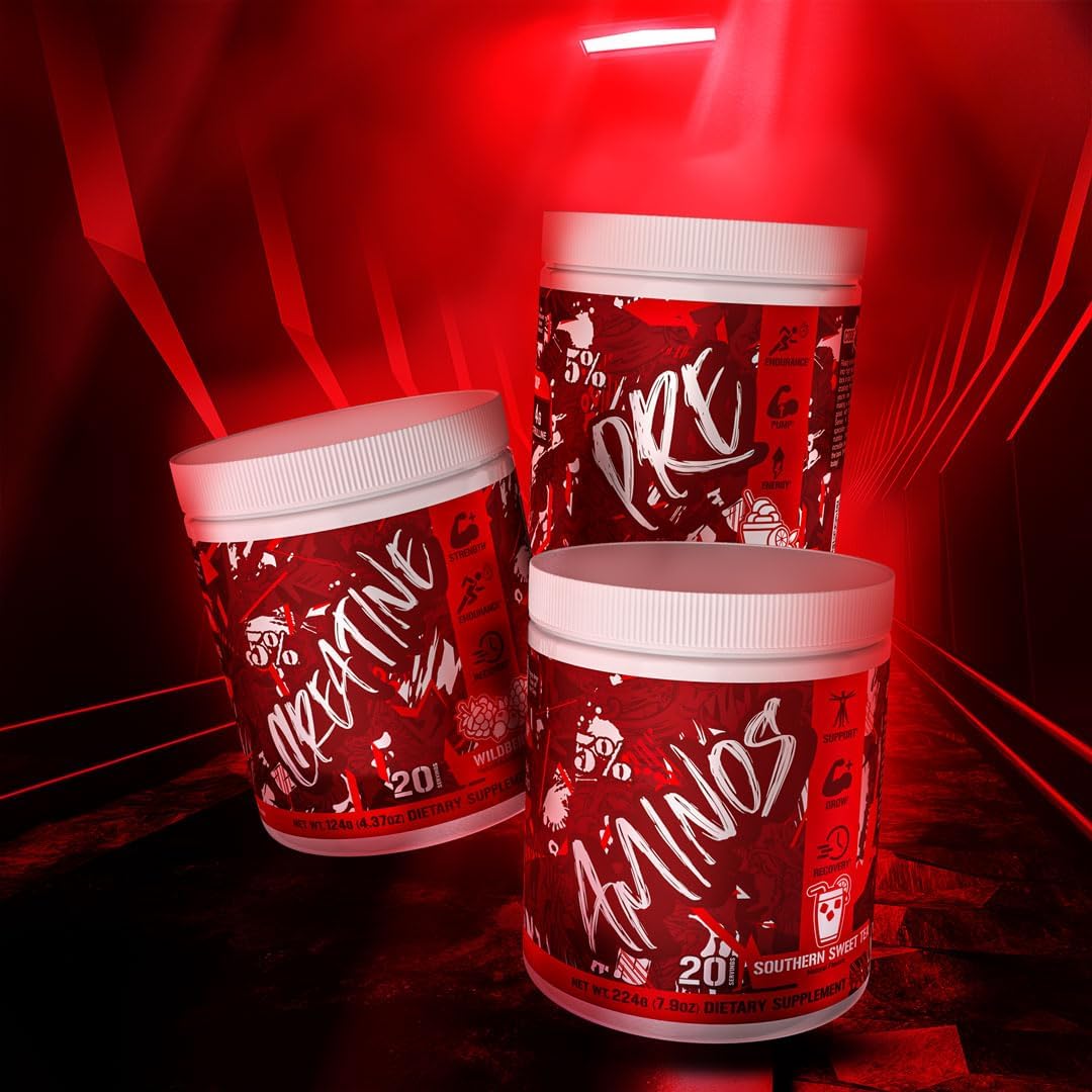 5% Nutrition Code Red Aminos BCAA & EAA Post Workout Recovery Powder | Full Spectrum Essential Amino Acid Complex for Men & Women (Italian Lemon Ice)