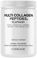 Codeage Multi Collagen for Women & Men – Biotin 10,000 mcg, 5 Types, Unflavored, 11.5 oz