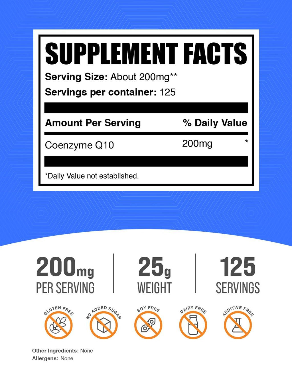 BulkSupplements CoQ10 Powder 200mg – Gluten Free, 25g (Pack of 1)