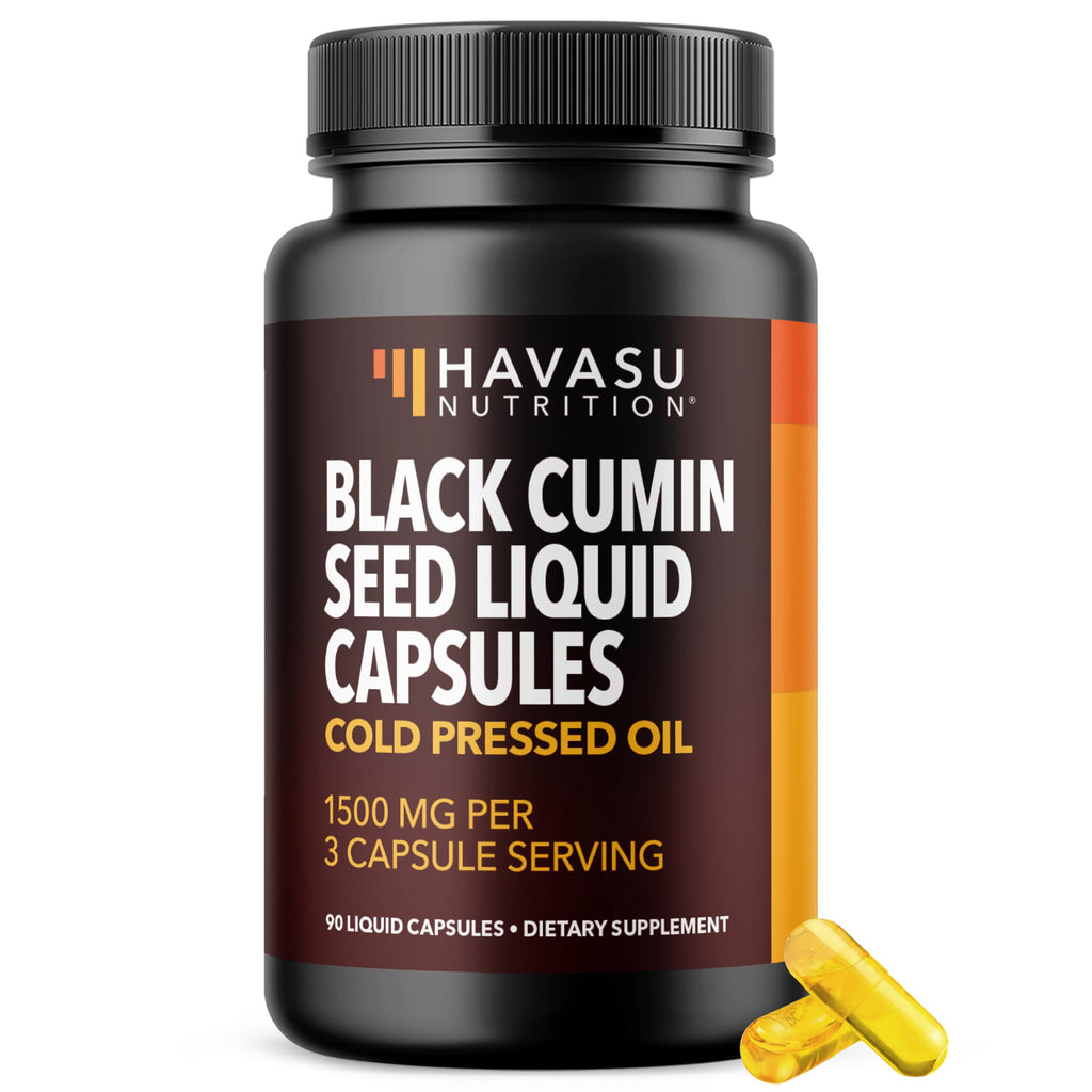 Cold Pressed Black Seed Oil Capsules 1500mg | Immune Support, Digestive Health & Hair & Skin - Nigella Sativa