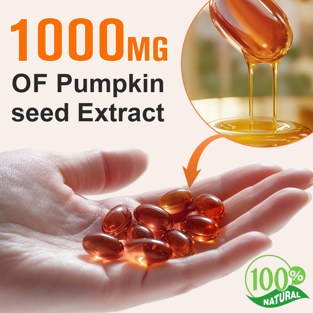Pumpkin Seed Oil with Saw Palmetto – 1000mg per Serving, 300 Softgels | Hair, Prostate & Urinary Health | Cold Pressed, Non-GMO