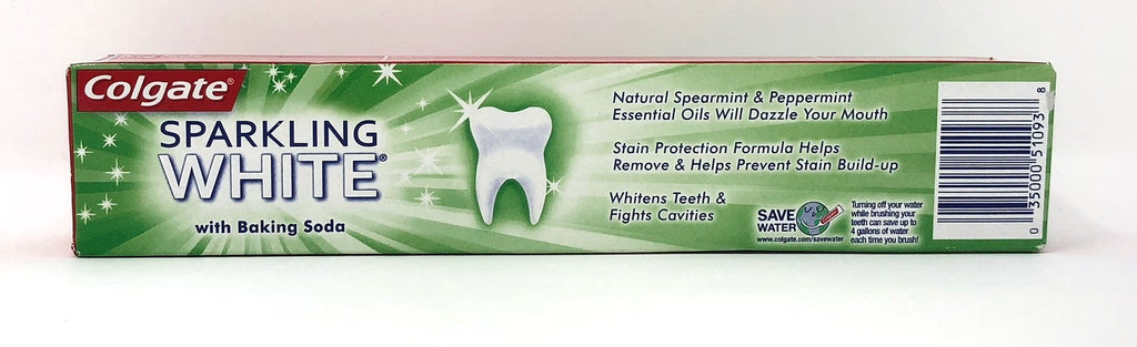 Colgate Sparkling White Baking Soda Anticavity Fluoride Gel Toothpaste, Mint Zing, 6 oz (Pack of 3)