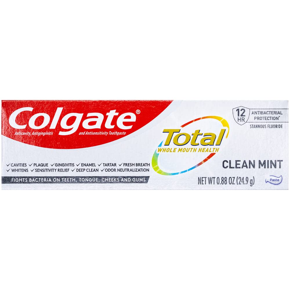 Colgate Total Toothpaste Travel Size – Clean Mint 0.88 oz (24.9 g) – Pack of 10