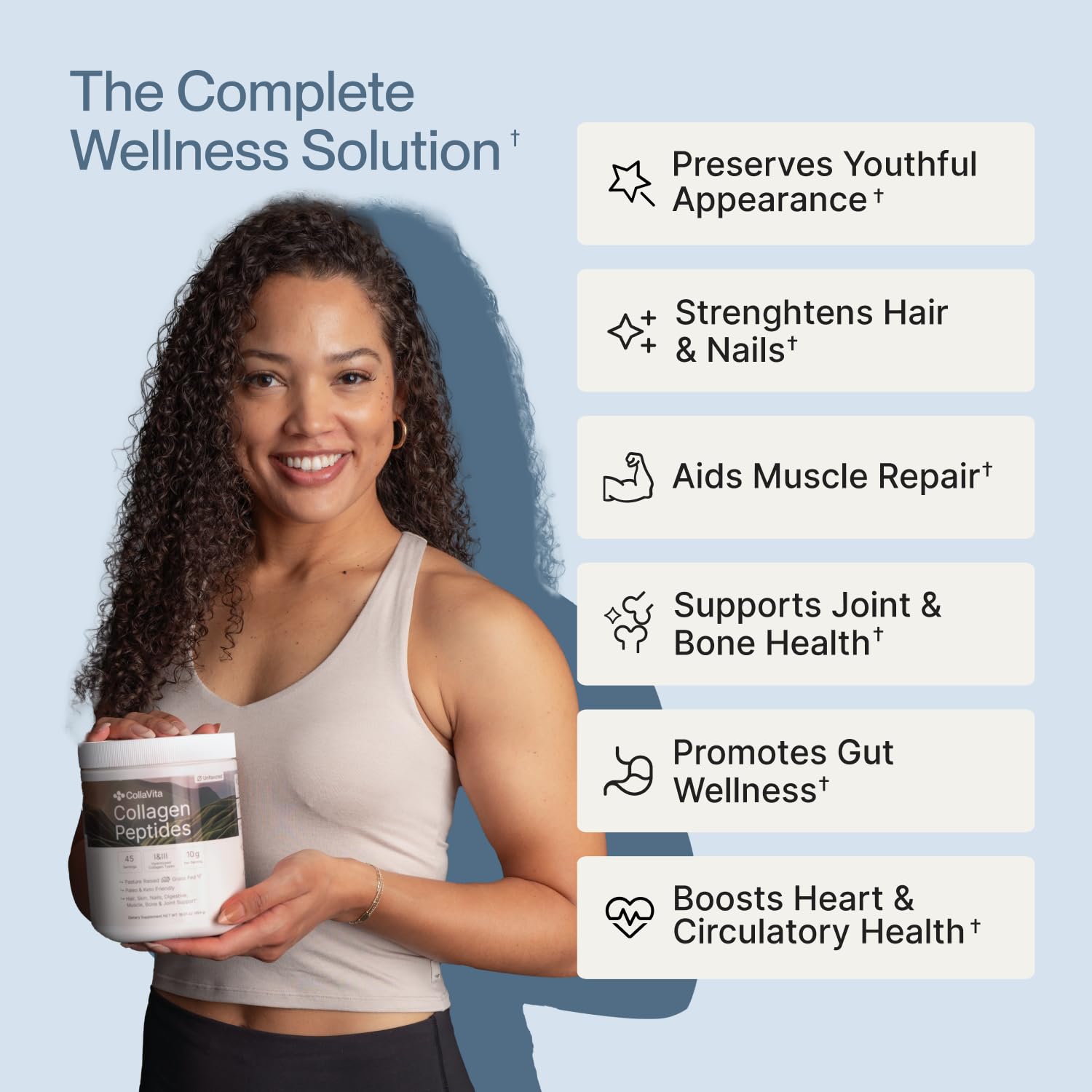 Colla Vita Collagen Peptides Powder - Grass-Fed, Pasture-Raised, Hydrolyzed Type I and III - Unflavored, 32 oz, 90 Servings
