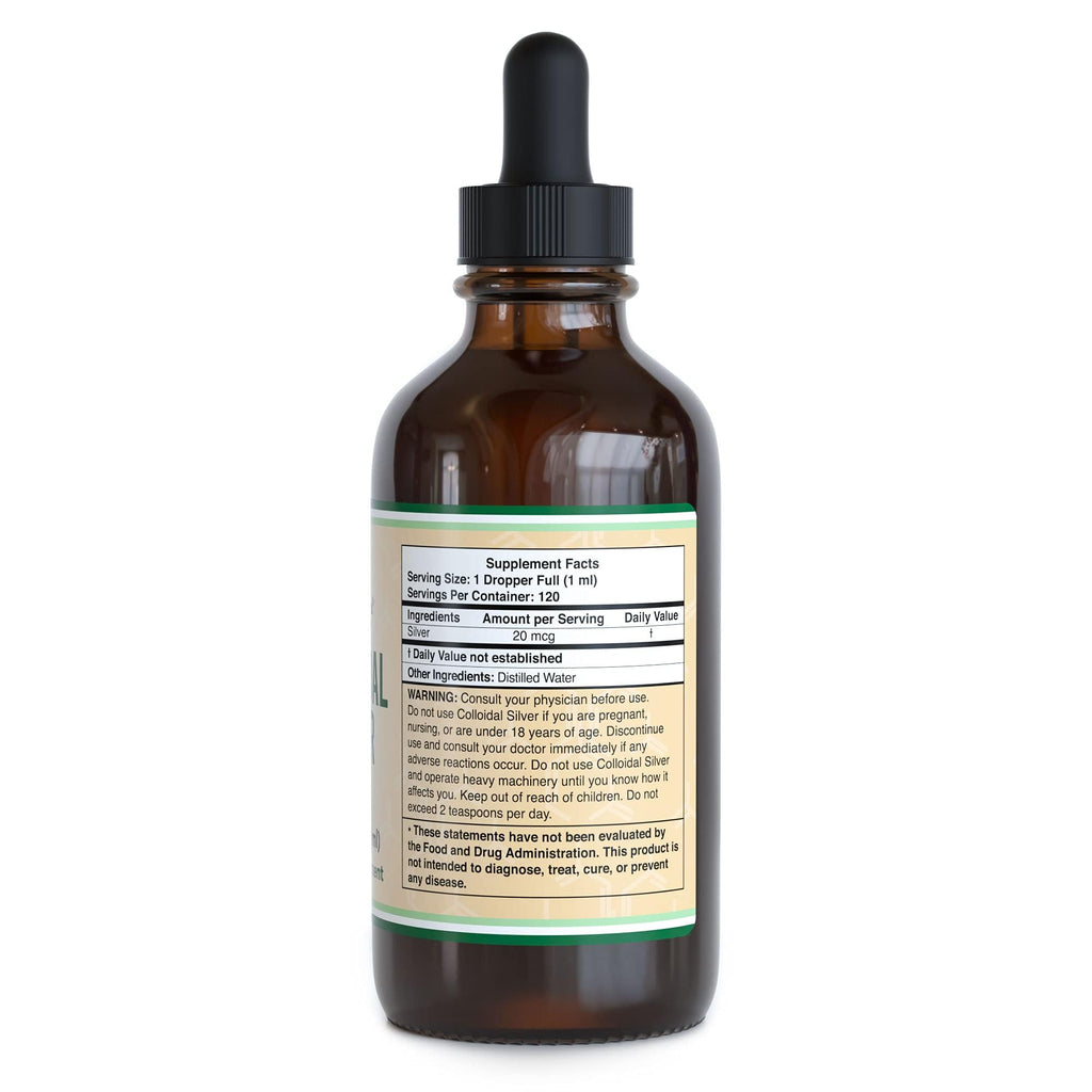 Colloidal Silver Liquid 20 PPM - 4 Fl Oz (Pack of 2) | Double Wood Supplements